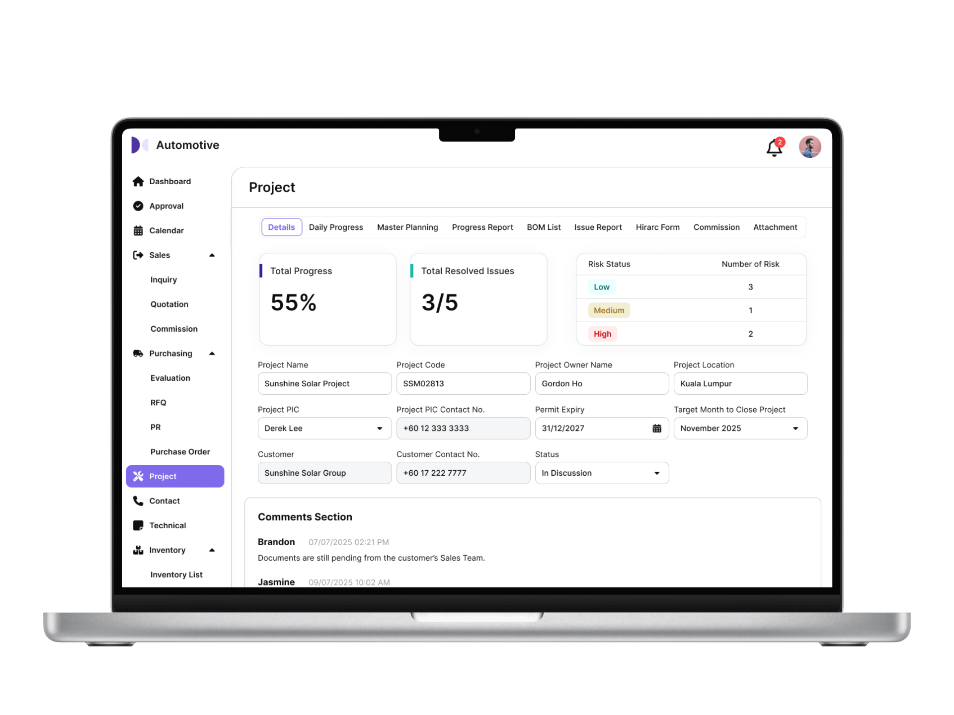 Automotive CRM Dashboard
